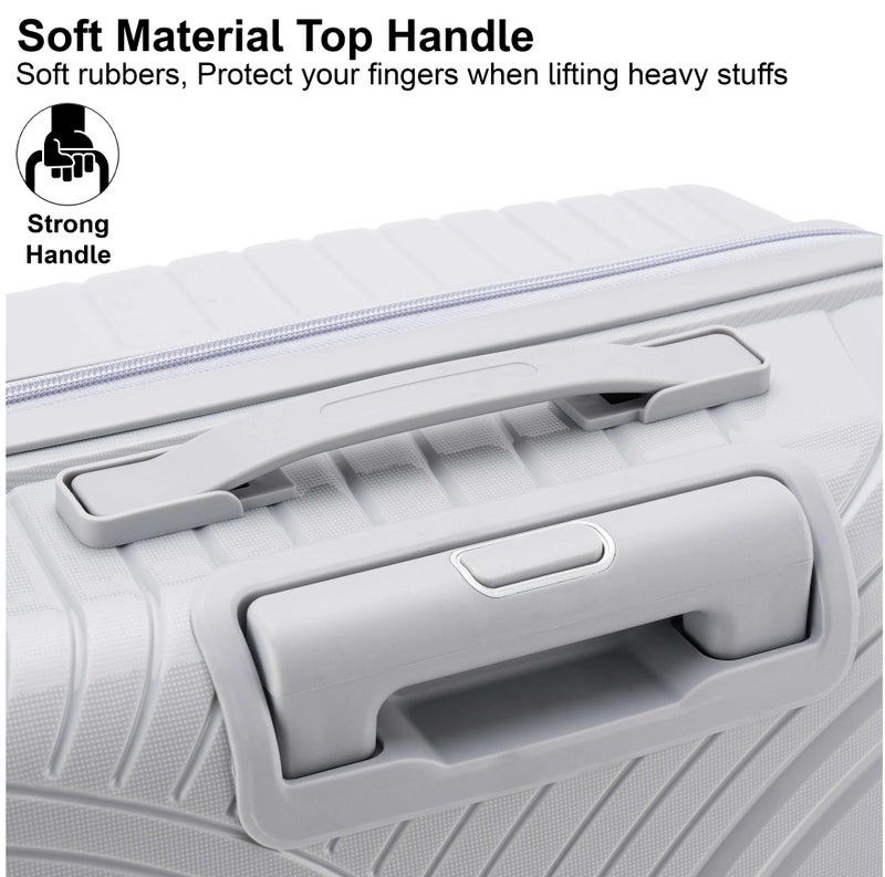 SENATOR طقم حقائب سفر عصرية للجنسين من مادة PP خفيفة الوزن مع هيكل صلب وعجلات دوارة مزدوجة 4 وقفل تركيبي مكون من 3 أرقام KH1010 رمادي فاتح - Image 5